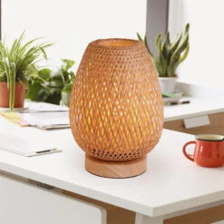 Bamboo Weaving Table Lamp Eye-Caring Bedroom Bedside Night Light -Demolights Sales Store DL10049 3
