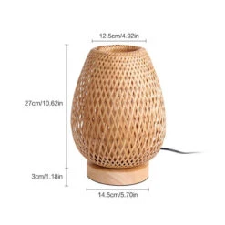 Bamboo Weaving Table Lamp Eye-Caring Bedroom Bedside Night Light -Demolights Sales Store DL10049 6