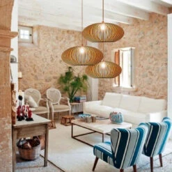 Wood Pendant Light Globe Wooden Light Fixture -Demolights Sales Store DL10050 9