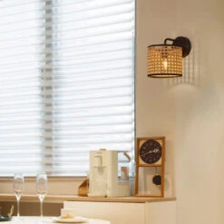 Rattan Plug In Wall Sconce Wicker Wall Light