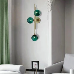 Green/Clear Glass Globe Wall Sconce Lamp Minimalist