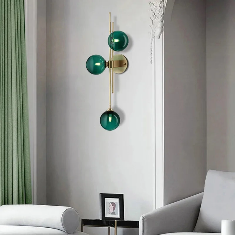 Green/Clear Glass Globe Wall Sconce Lamp Minimalist 1 Green/Clear Glass Globe Wall Sconce Lamp Minimalist