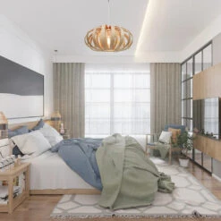 Bamboo Wicker Pumpkin Shade Pendant Light