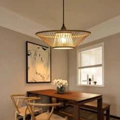 Bamboo Hand-Made Ceiling Lamp With Saucer Shade Modern -Demolights Sales Store DL10076 5