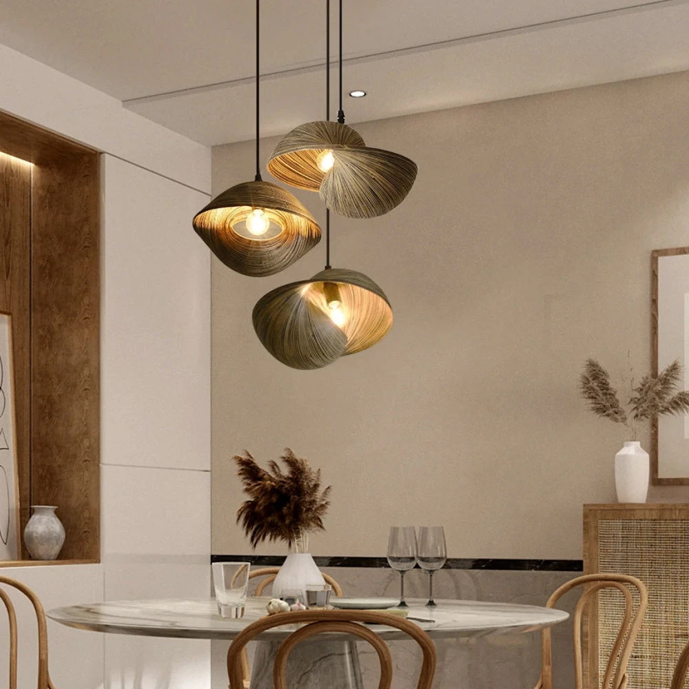 Novelty Shell Shaped Bamboo Pendant Lights 1 Novelty Shell Shaped Bamboo Pendant Lights