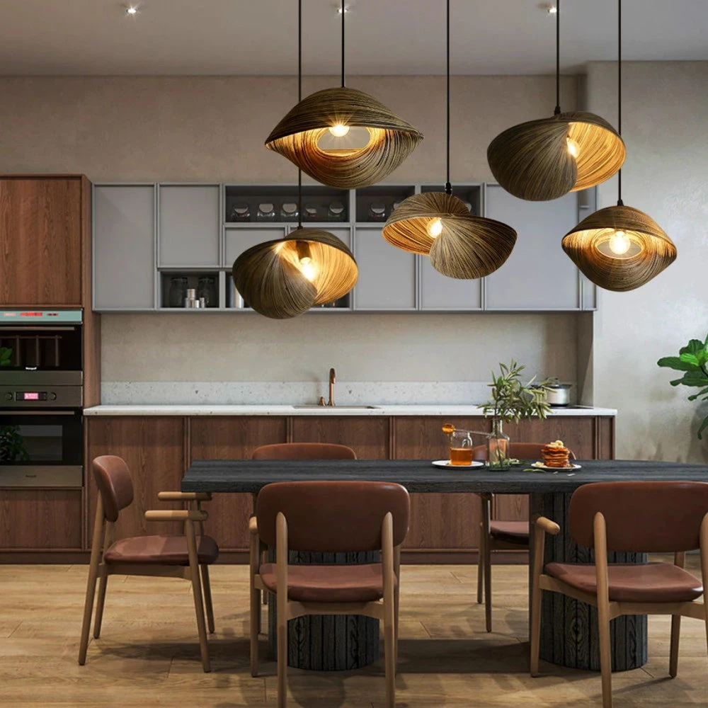 Novelty Shell Shaped Bamboo Pendant Lights 2 Novelty Shell Shaped Bamboo Pendant Lights - Image 2