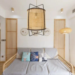 Boho Rattan Pendant Light Fixture Modern Rustic Chandelier Jute Rope Home Decor -Demolights Sales Store DL10083 4 1