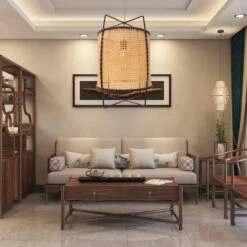 Boho Rattan Pendant Light Fixture Modern Rustic Chandelier Jute Rope Home Decor -Demolights Sales Store DL10083 8 1