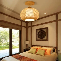 Bamboo Wide Lantern Semi Flush Mount Traditional Pendant Lights -Demolights Sales Store DL10086 7 1