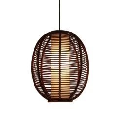 Brown Basket Bamboo Ceiling Lamp For Living Room -Demolights Sales Store DL10087 1 1