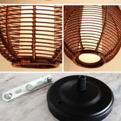 Brown Basket Bamboo Ceiling Lamp For Living Room -Demolights Sales Store DL10087 2 1