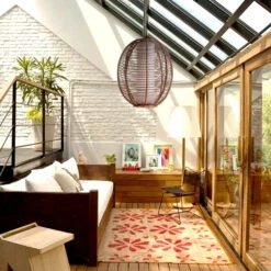 Brown Basket Bamboo Ceiling Lamp For Living Room