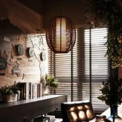 Brown Basket Bamboo Ceiling Lamp For Living Room -Demolights Sales Store DL10087 8 1