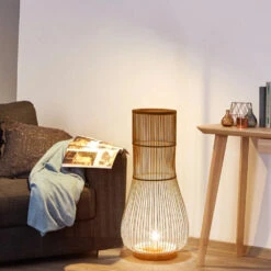 Bamboo Fish Trap Standing Light Floor Lamp