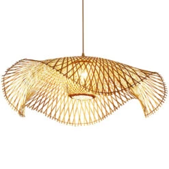 Floppy Hat Bamboo Pendant Light Woven Lampshade -Demolights Sales Store DL10091 1