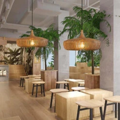 Natural Wood Pendant Lights Over Kitchen Island -Demolights Sales Store DL10122 5