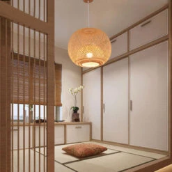 Sphere Bamboo Suspension Pendant Light