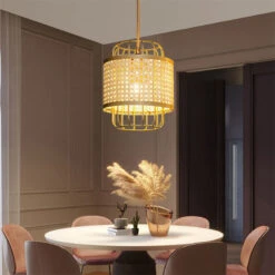 Rattan Lantern Ceiling Light Handwoven -Demolights Sales Store DL10163 2 1