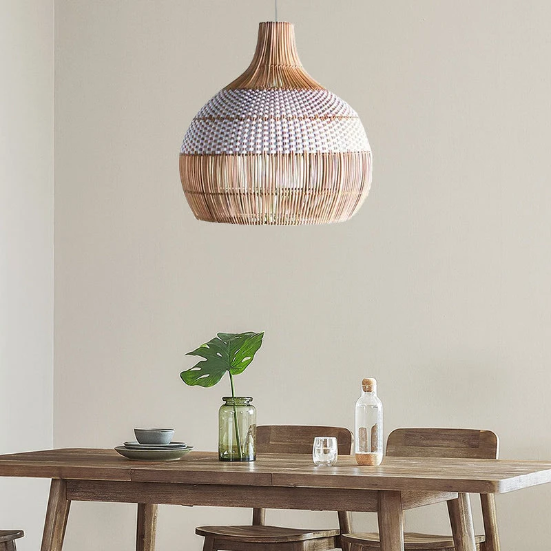 White Rattan Pendant Light Woven Rattan Lampshade 4 White Rattan Pendant Light Woven Rattan Lampshade - Image 4