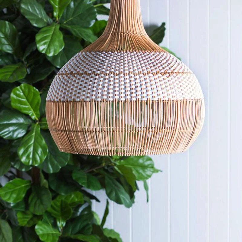 White Rattan Pendant Light Woven Rattan Lampshade 6 White Rattan Pendant Light Woven Rattan Lampshade - Image 6