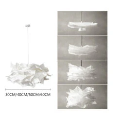 Fabric White Cloud Pendant Lights Creative Origami Chandelier -Demolights Sales Store DL10201FabricWhiteCloudPendantLightsCreativeOrigamiChandelier 1