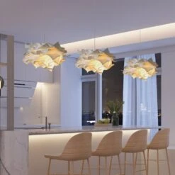 Fabric White Cloud Pendant Lights Creative Origami Chandelier -Demolights Sales Store DL10201FabricWhiteCloudPendantLightsCreativeOrigamiChandelier 2 1