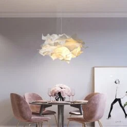 Fabric White Cloud Pendant Lights Creative Origami Chandelier