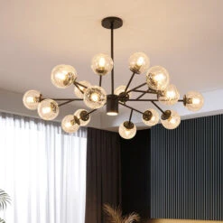 Postmodern Metal Ceiling Light Sputnik Shape Multi-light Pendant