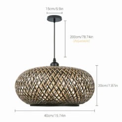 Boho Hanging Lamp With Bamboo Lampshade -Demolights Sales Store DL10230ModernBohoHangingLampwithBambooLampshade 5 1