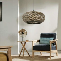 Boho Hanging Lamp With Bamboo Lampshade -Demolights Sales Store DL10230ModernBohoHangingLampwithBambooLampshade 8 1