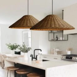 Wicker Cone Lamp Shade Hanging Rattan Pendant Light -Demolights Sales Store DL10235 WickerConeLampShadeHangingRattanPendantLight 3