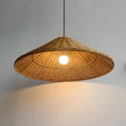Wicker Cone Lamp Shade Hanging Rattan Pendant Light -Demolights Sales Store DL10235 WickerConeLampShadeHangingRattanPendantLight 7