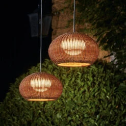 Rattan Waterproof Pendant Light For Courtyard