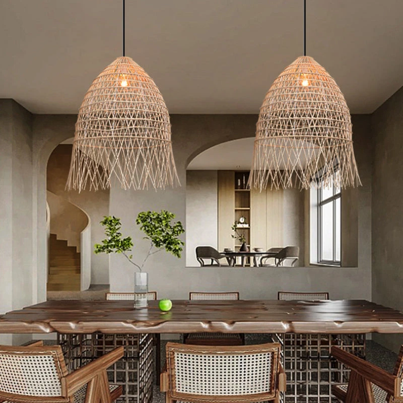 Handwoven Rattan Vertical Pendant Light 1 Handwoven Rattan Vertical Pendant Light