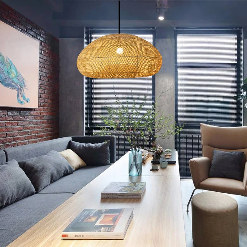 Beige Bamboo Pendant Light Handmade 2 Beige Bamboo Pendant Light Handmade - Image 2