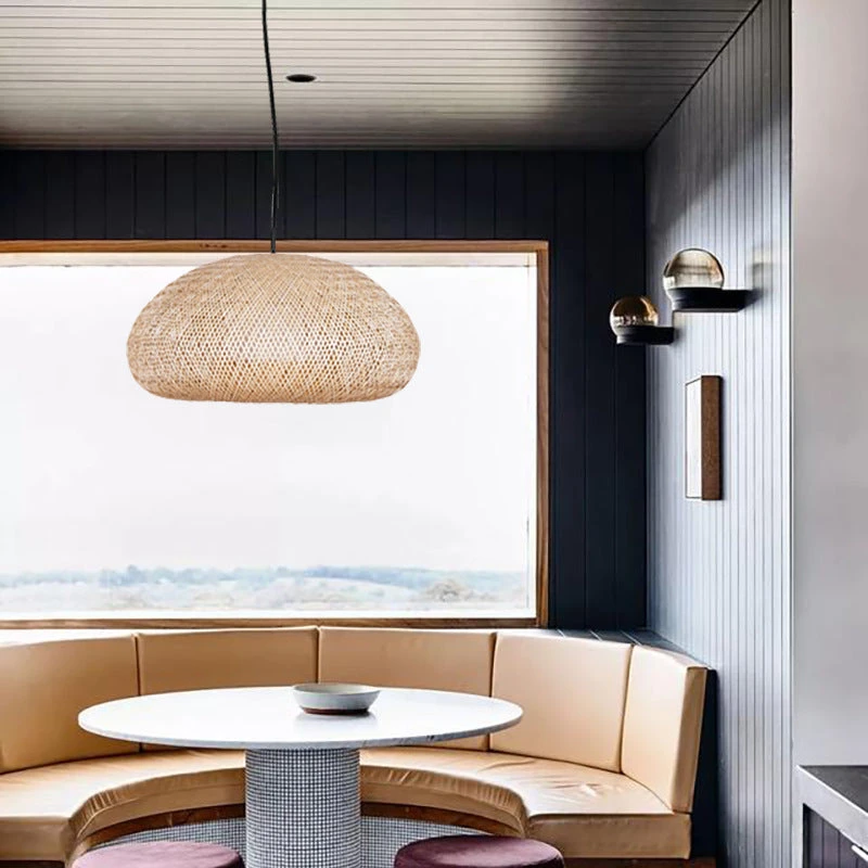 Beige Bamboo Pendant Light Handmade 5 Beige Bamboo Pendant Light Handmade - Image 5