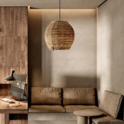 Retro Small Rattan Pendant Light For Dining Table