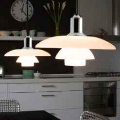 Modernism Pendant Light Tiered Hanging Lamp In White