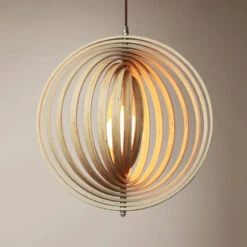 Handcrafted Wood Round Globe Pendant Lampshade