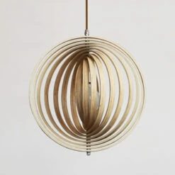 Handcrafted Wood Round Globe Pendant Lampshade -Demolights Sales Store DL10296HandcraftedNaturalWoodPendantLampshade 2