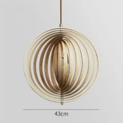 Handcrafted Wood Round Globe Pendant Lampshade -Demolights Sales Store DL10296HandcraftedNaturalWoodPendantLampshade 3 1