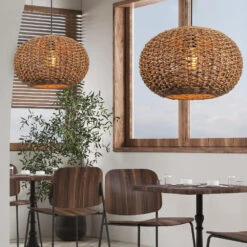 Handwoven Rattan Pendant Lights Wicker Lamp Shade -Demolights Sales Store DL10298HandwovenRattanPendantLightsWickerLampShade 7