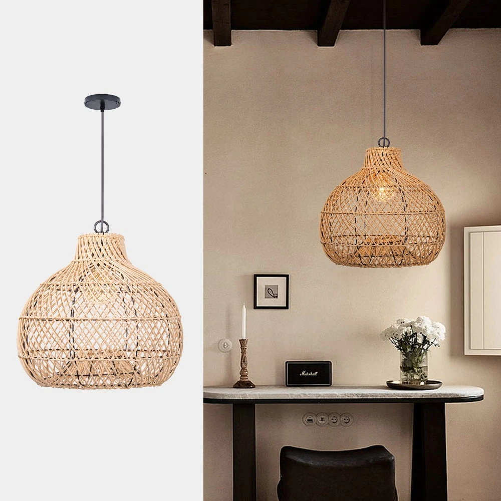 Wicker Farmhouse Kitchen Lighting Pendant Lamp Shade 2 Wicker Farmhouse Kitchen Lighting Pendant Lamp Shade - Image 2
