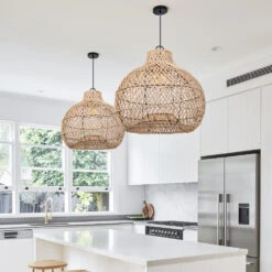 Wicker Farmhouse Kitchen Lighting Pendant Lamp Shade
