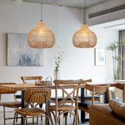 Wicker Farmhouse Kitchen Lighting Pendant Lamp Shade -Demolights Sales Store DL10299WickerFarmhouseKitchenLightingPendantLampShade 5