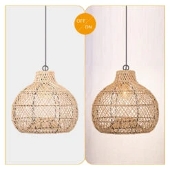 Wicker Farmhouse Kitchen Lighting Pendant Lamp Shade -Demolights Sales Store DL10299WickerFarmhouseKitchenLightingPendantLampShade 6