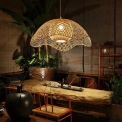 Bamboo Woven Flower Hanging Lighting Wicker Pendant Light -Demolights Sales Store DL10305 3 1