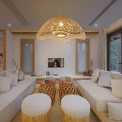 Bamboo Woven Flower Hanging Lighting Wicker Pendant Light -Demolights Sales Store DL10305 5 1