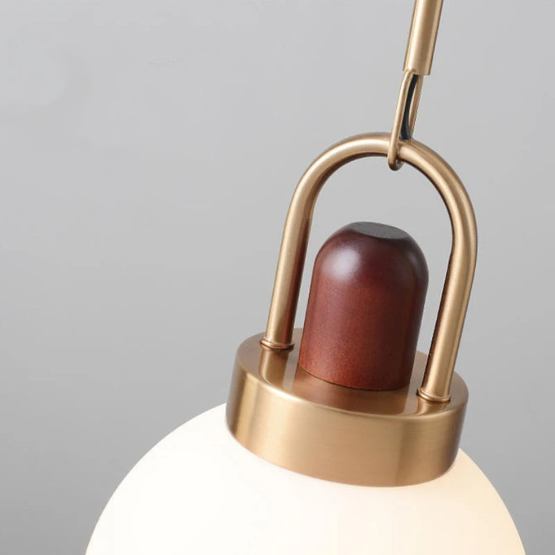 Modern Design Hanging Lamp White Glass Shade Pendant Light With Wooden Top 16 Modern Design Hanging Lamp White Glass Shade Pendant Light With Wooden Top - Image 16