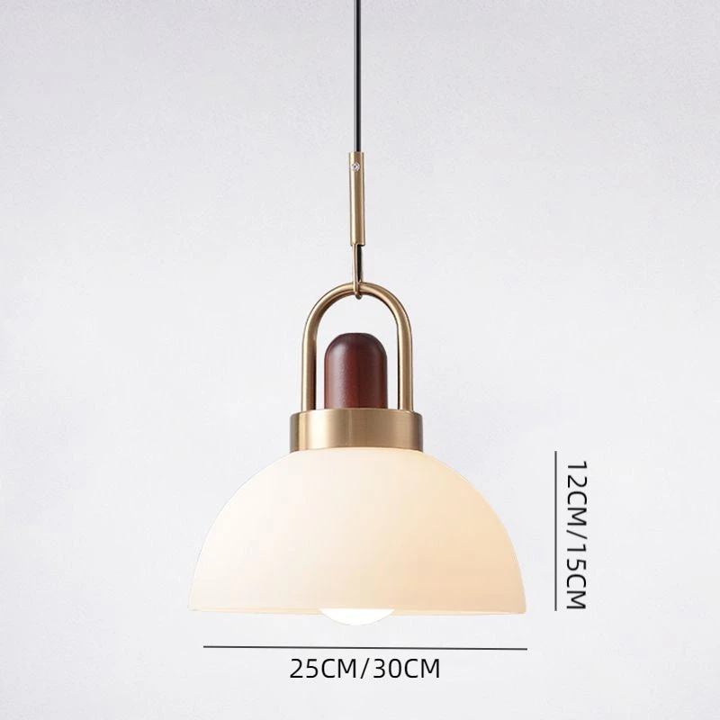 Modern Design Hanging Lamp White Glass Shade Pendant Light With Wooden Top 17 Modern Design Hanging Lamp White Glass Shade Pendant Light With Wooden Top - Image 17